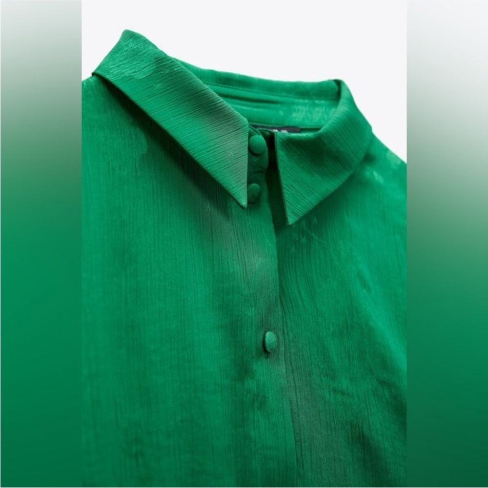 NWT ZARA Floral Jacquard Top Green Size S | 1971/060/500 - Picture 3 of 12